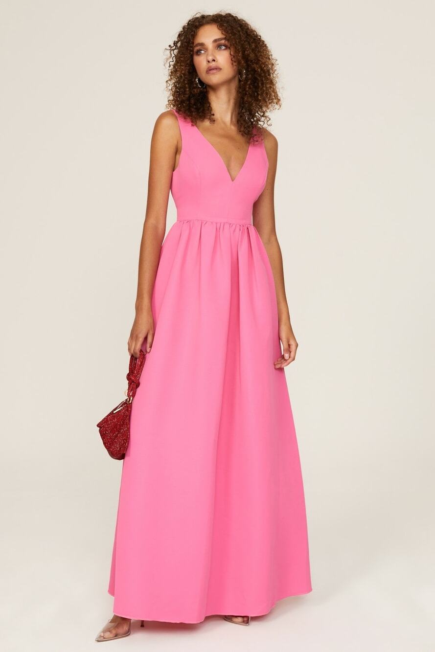Sachin & Babi Katrina Pink Sleeveless V-Neck Bow Back Formal Gown Size 0